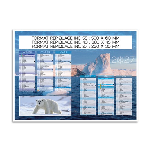 CALENDRIER BANCAIRE THEMATIQUE POLAIRES & SOLAIRES_INC 27_2027
